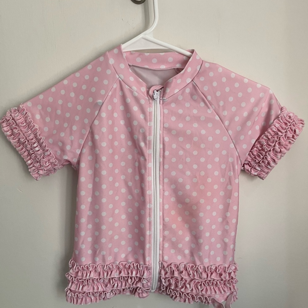 Kids swim zip two piece rash guard swimsuit